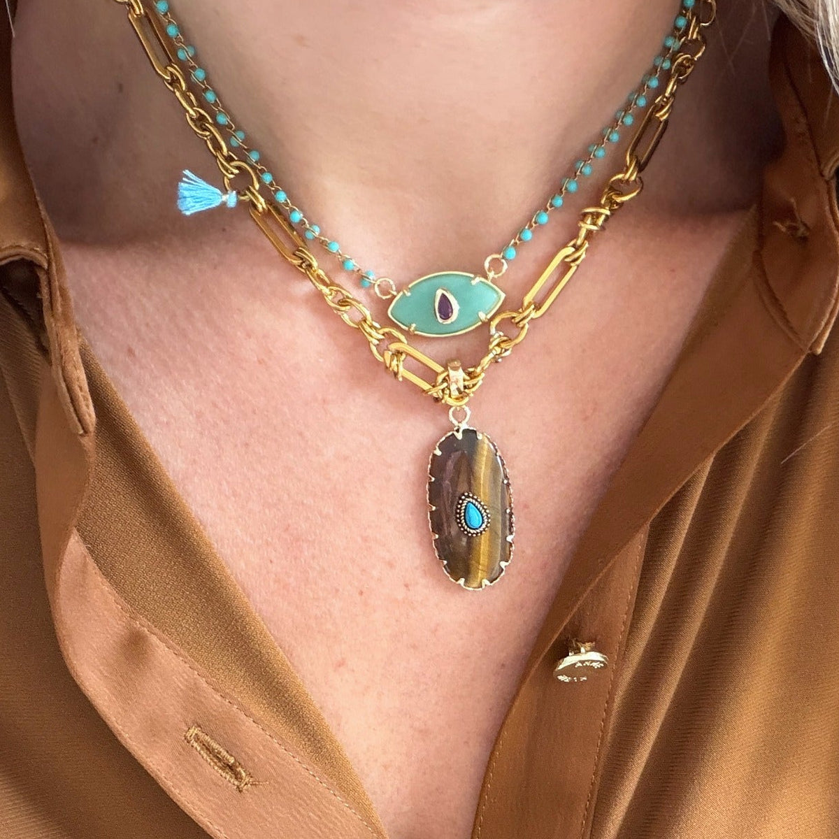 One Look Necklace- Turquoise